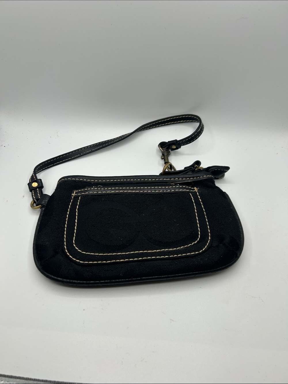 Nine West Black Wristlet Clutch with Contrast Stitching
